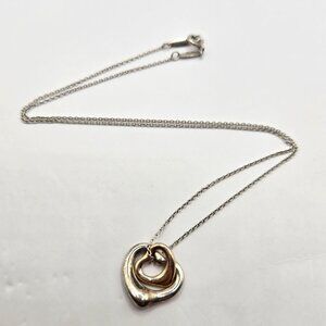 Tiffany & Co. Sterling & 18K Yellow Gold Double Heart Pendant Necklace